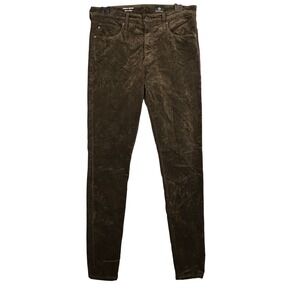 AG Adriano Goldschmied Farrah Skinny High Rise Brown Velvet Pants 29R(30x29)‎
